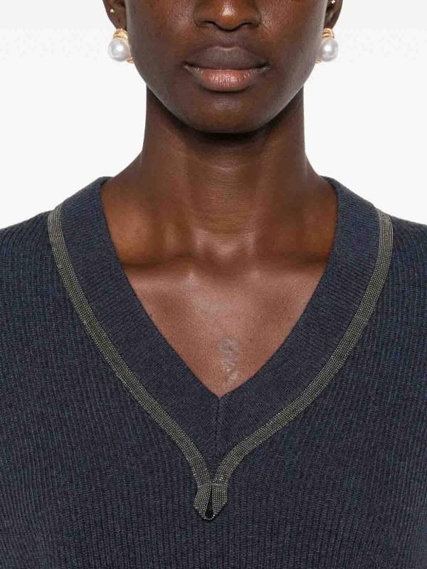 Rundhalspullover - Dunkelblau shop online: BRUNELLO CUCINELLI