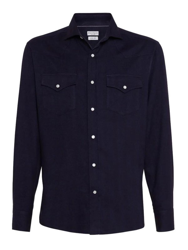 BRUNELLO CUCINELLI: Chemises - Chemise - Bleu Foncé