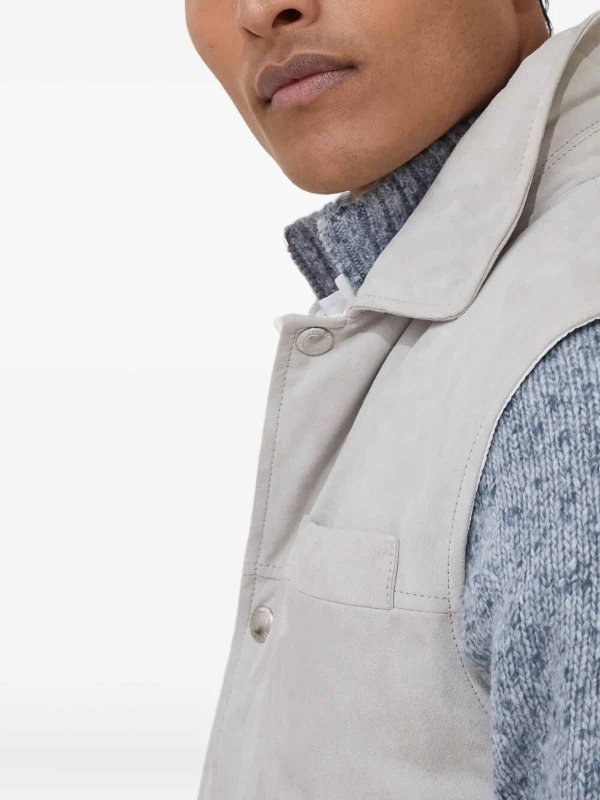 Lederjacke - Hellgrau shop online: BRUNELLO CUCINELLI