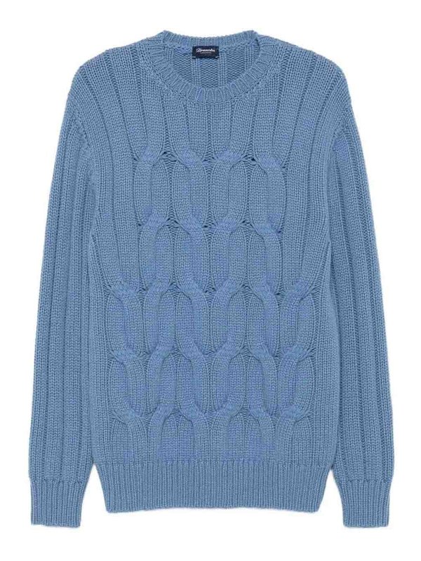 DRUMOHR: Strickpullover mit Rundhalsausschnitt - Rundhalspullover - Denim