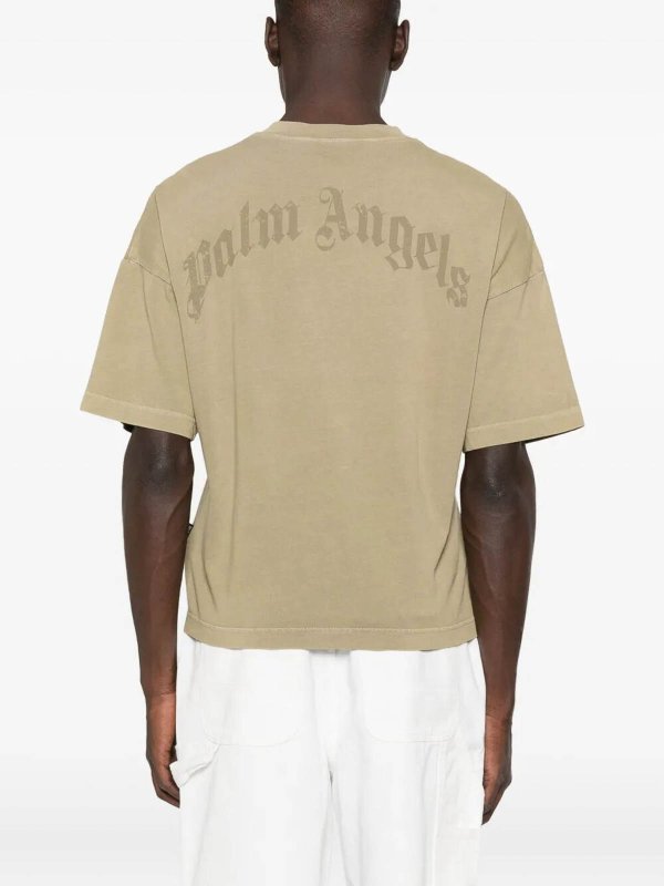 `Curved Logo` Loose Collar T-Shirt shop online: Palm Angels