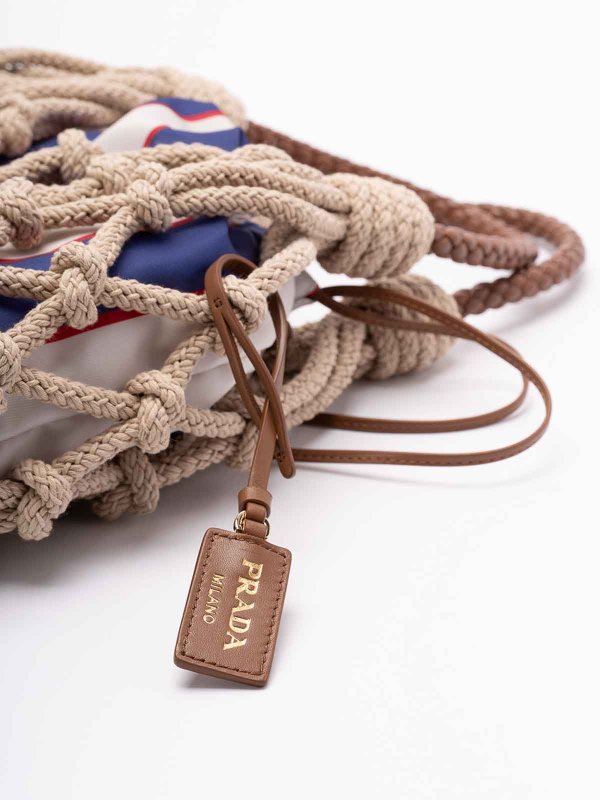 `` Nou` Cotton And Leather Handbag shop online: PRADA