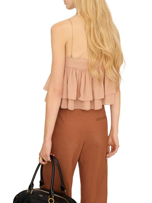 Sleeveless Silk Georgette Top With Ruffles shop online: CHLOE