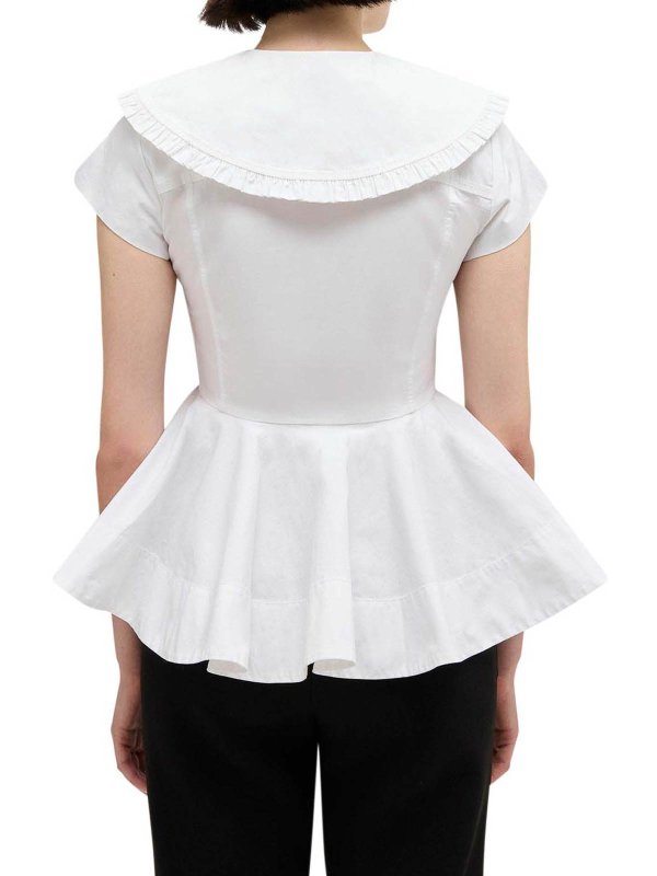Short Cotton Shirt With Ruffles shop online: GANNI