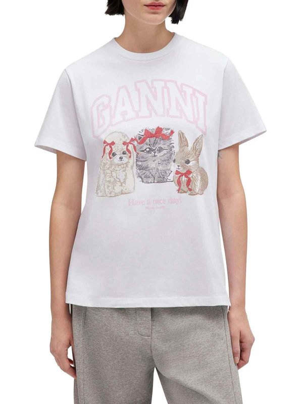 The Best Shops GANNI: Tシャツ - Have A Nice Day! Please Recycle - 白