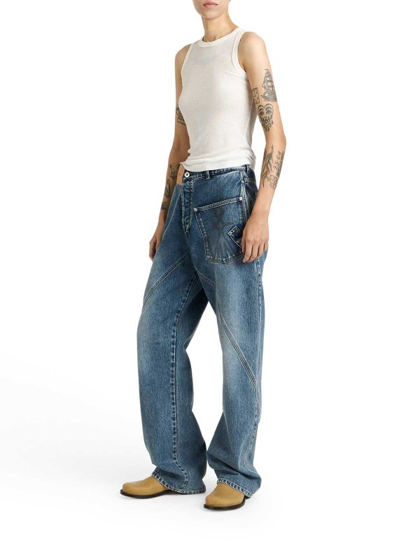 J.W. ANDERSON: straight leg jeans online - Workwear Jeans With Off-Centralized Closure