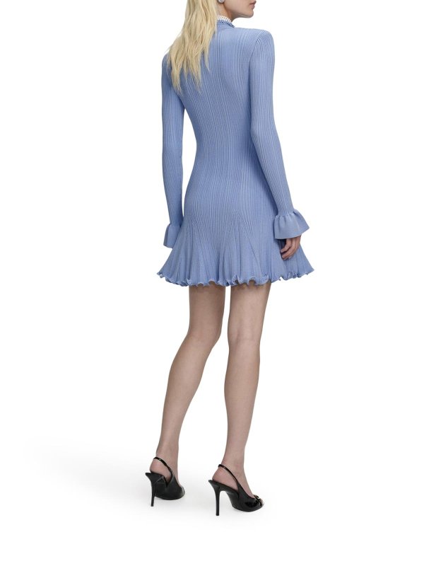 The Best Shops Self Portrait: short dresses - Mini Knitted Dress With Blue Pearl Trim