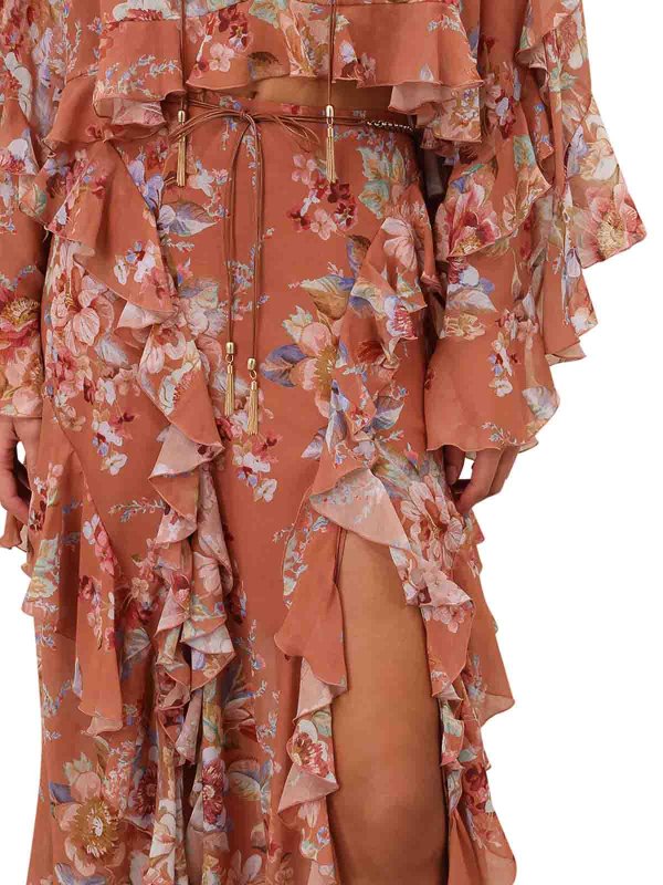 膝丈/ミディスカート - マルチカラー shop online: ZIMMERMANN