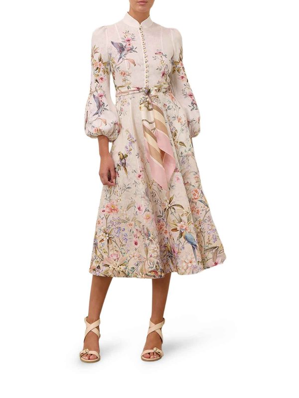 ZIMMERMANN: knee length dresses online - Rebellion Button Midi Dress