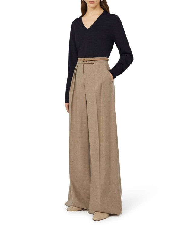 Max Mara: crew necks online - Lince Sweater In Satined Cashmere Yarn