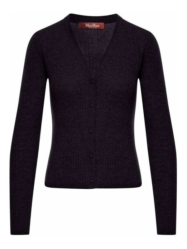 Max Mara: cardigans - Ribbed Silk Cardigan