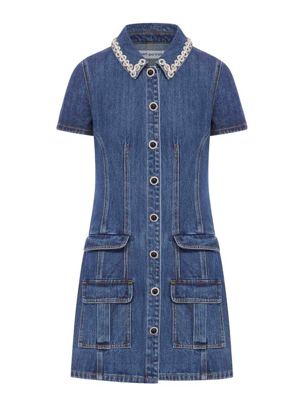 Self Portrait: Robes courtes - Robe Courte - Bleu
