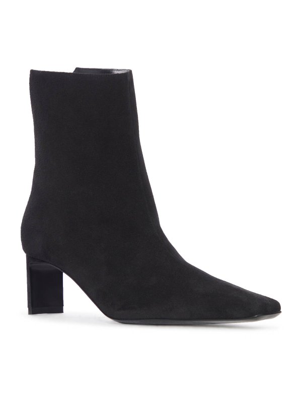 KHAITE: ankle boots online - Black Suede Ankle Boots
