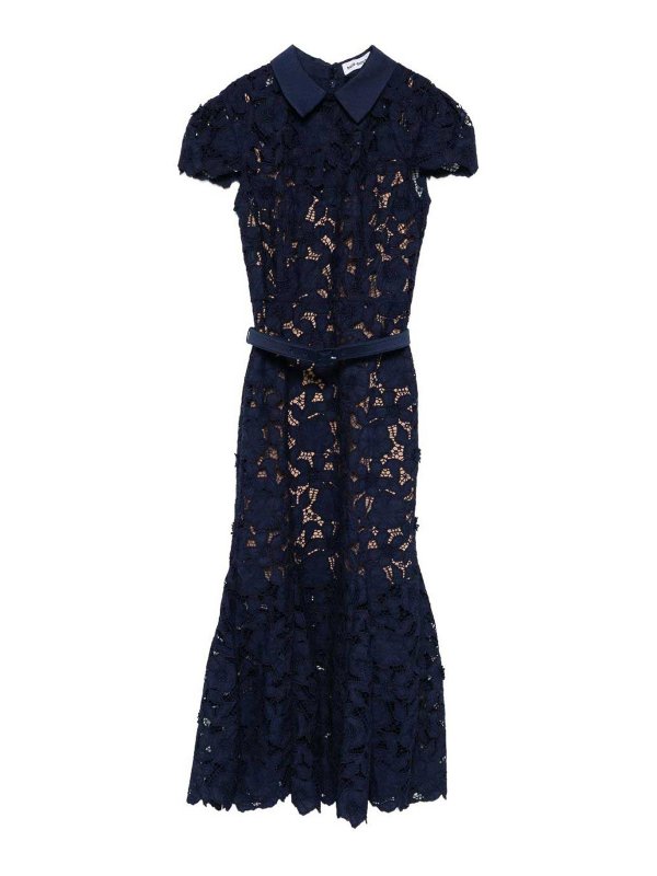 Self Portrait: ニーレングスドレス - 膝丈ドレス - ブルー