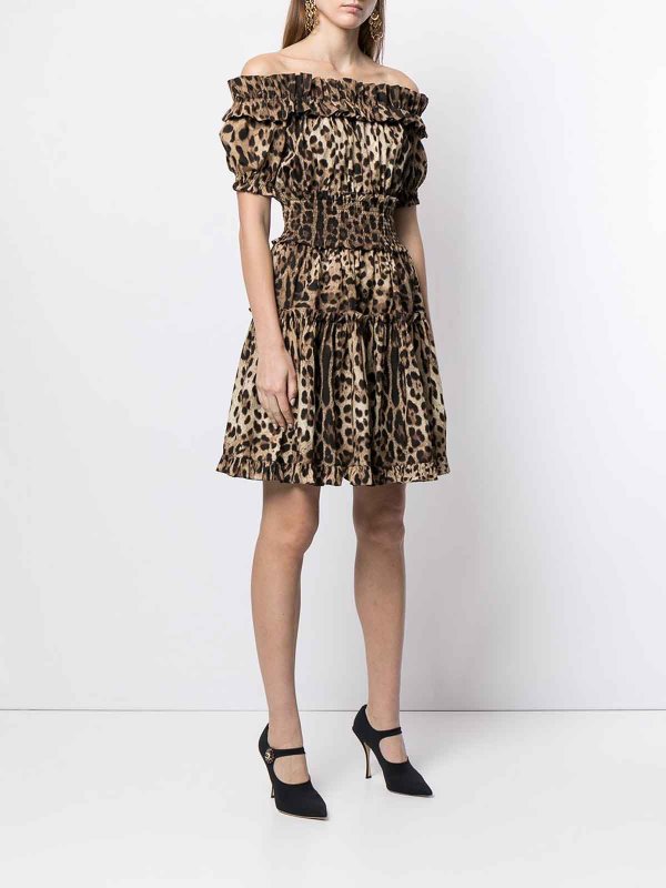 The Best Shops DOLCE & GABBANA: abiti corti - Vestito  corto con stampa leopardata
