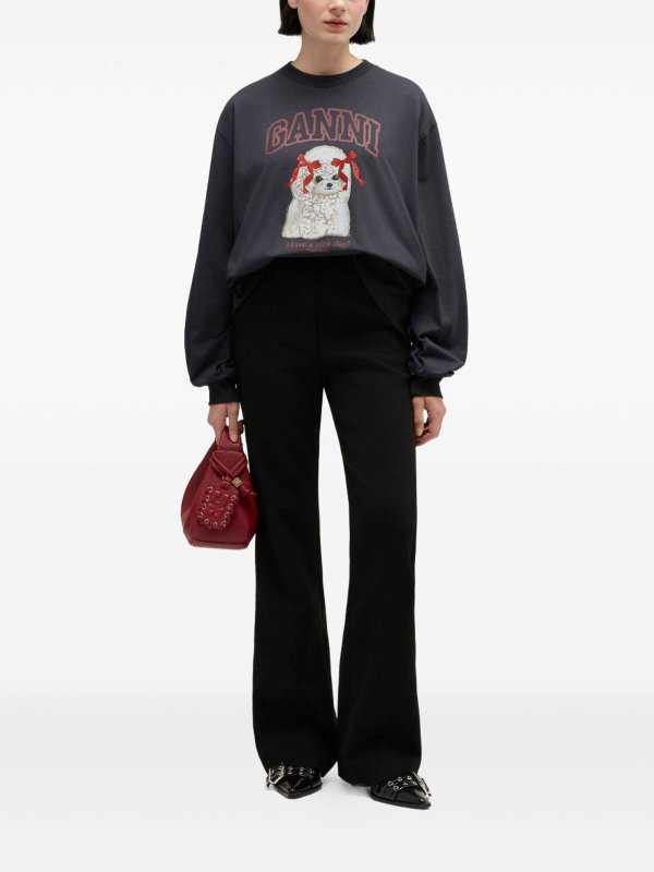 GANNI: crew necks online - Puddle Organic Cotton Sweater