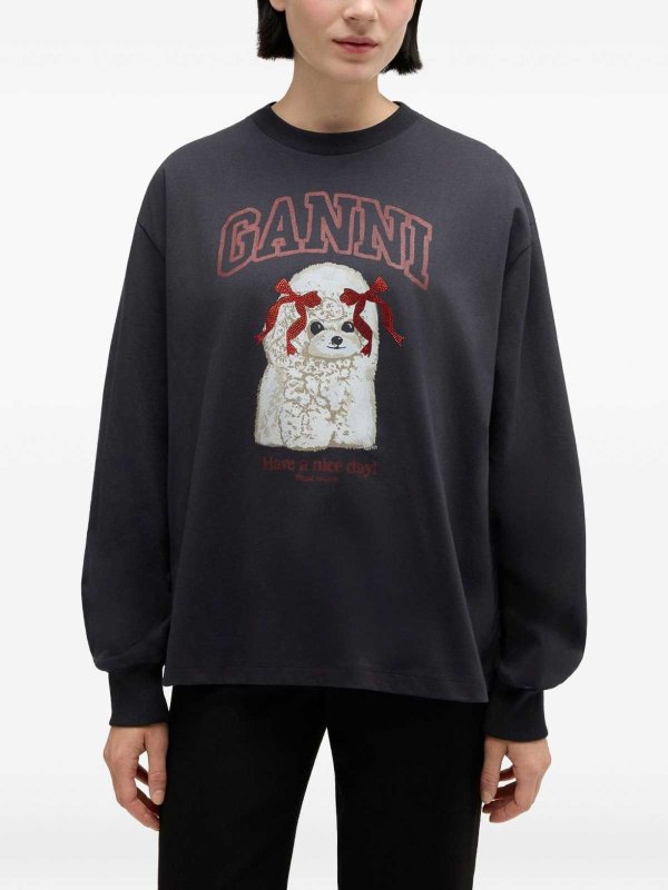 The Best Shops GANNI: crew necks - Puddle Organic Cotton Sweater