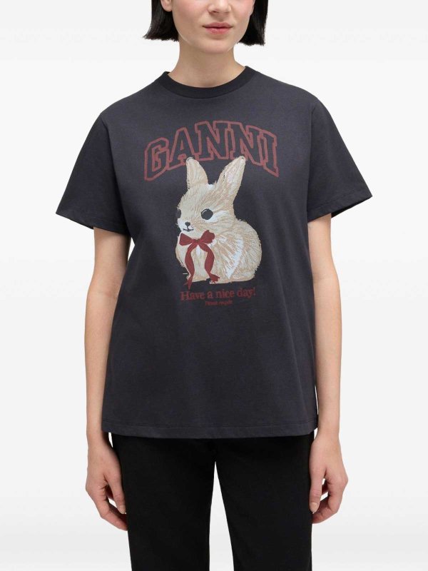 GANNI: Camisetas online - Camiseta - Negro