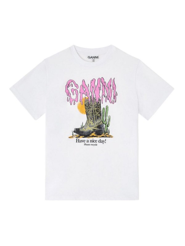 GANNI: t-shirts - Boots Organic Cotton T-Shirt