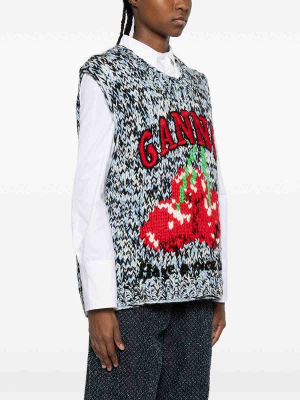 GANNI: Gilets tricot online - Gilet - Bleu