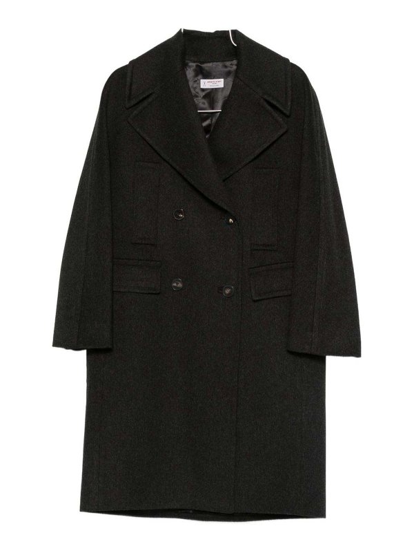 ALBERTO BIANI: knee length coats - Wool Double-Breasted Coat