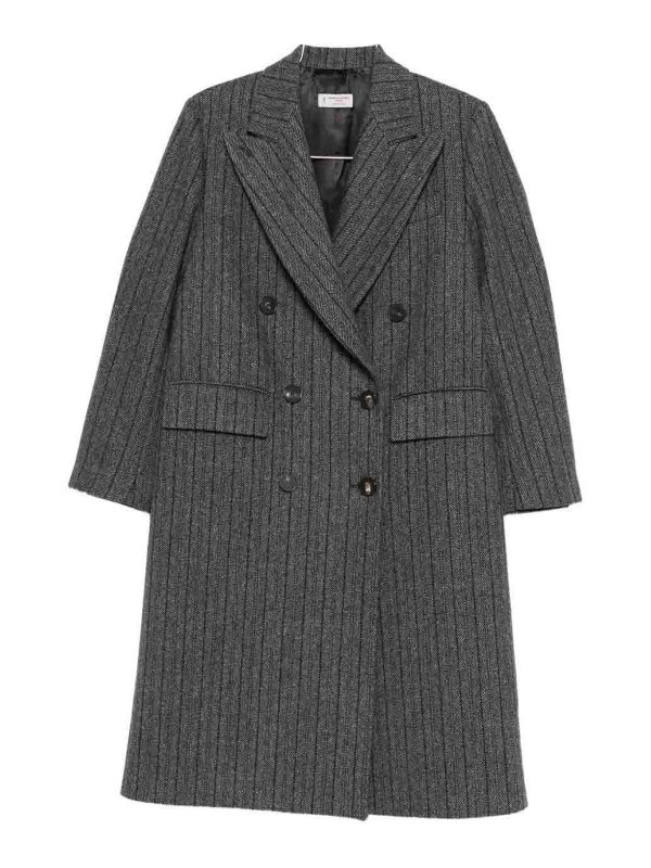 ALBERTO BIANI: knee length coats - Wool Double-Breasted Coat