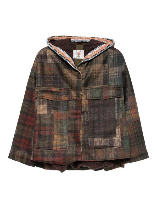 BYE: cappotti corti - Giacca caban dal design patchwork