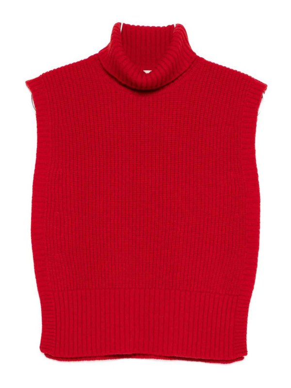 DAVANTINO: Strickpullover mit Rundhalsausschnitt - Rundhalspullover - Rot