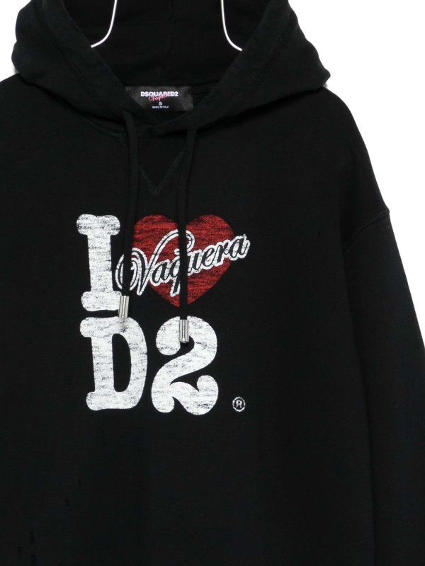 The Best Shops DSQUARED2: Sweatshirts & Sweaters - Logo Cotton Hoodie