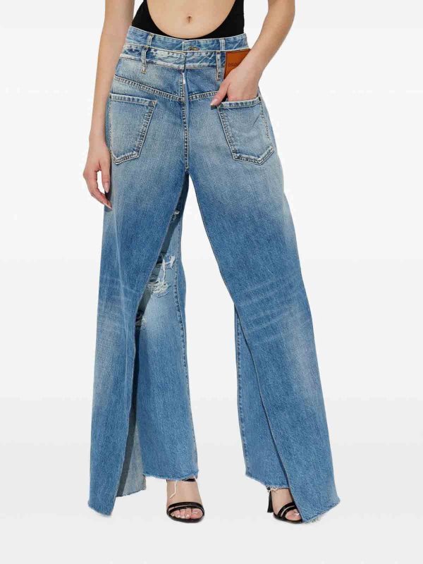 DSQUARED2: straight leg jeans online - Layered Denim Jeans