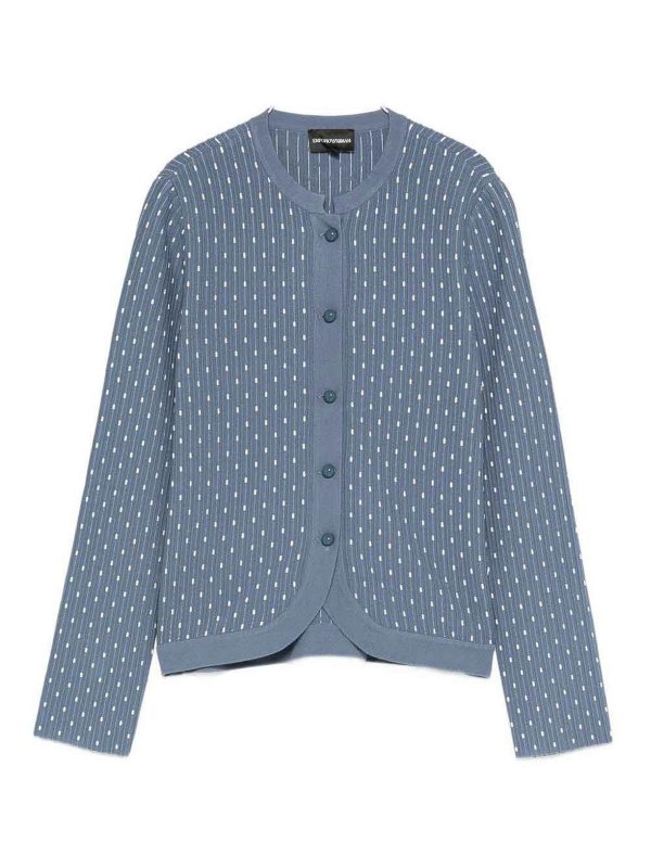 EMPORIO ARMANI: cardigans - Dotted Crewneck Cardigan