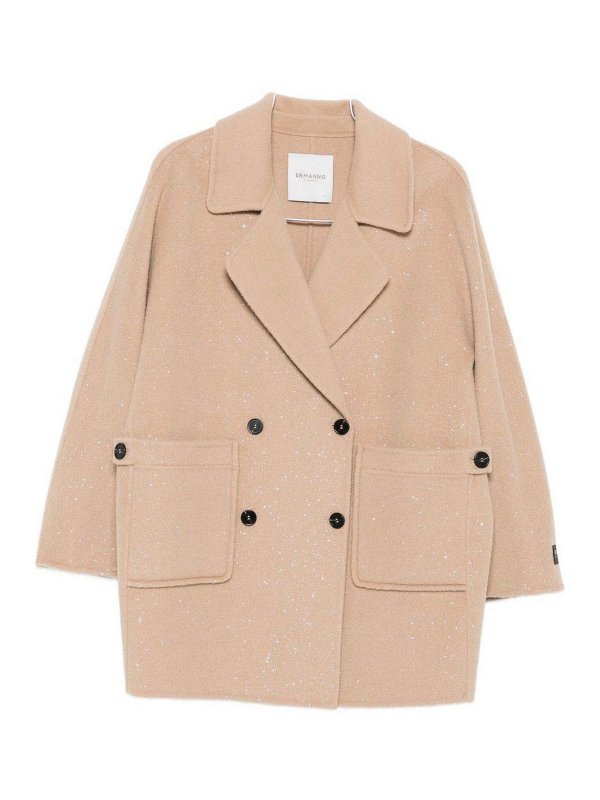ERMANNO FIRENZE: knee length coats - Double-Breasted Coat