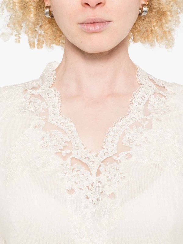 The Best Shops ERMANNO FIRENZE: Col en V - Pull À Col V - Beige