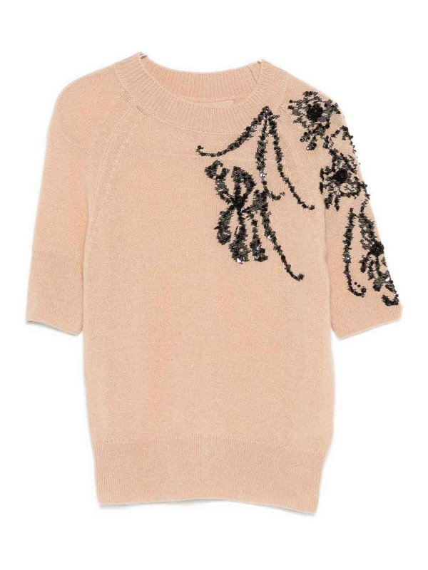 ERMANNO SCERVINO: Strickpullover mit Rundhalsausschnitt - Rundhalspullover - Beige