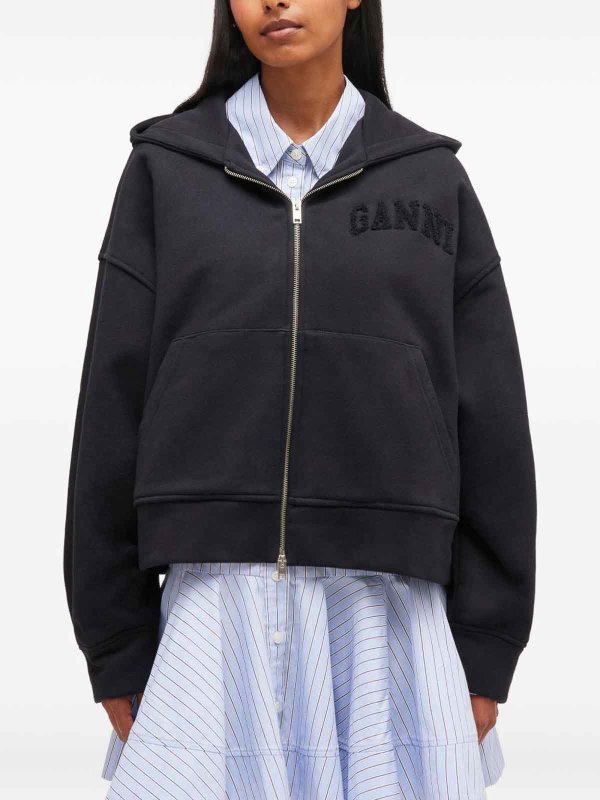 The Best Shops GANNI: Sweatshirts & Sweaters - Organic Cotton Zipped Hoodie