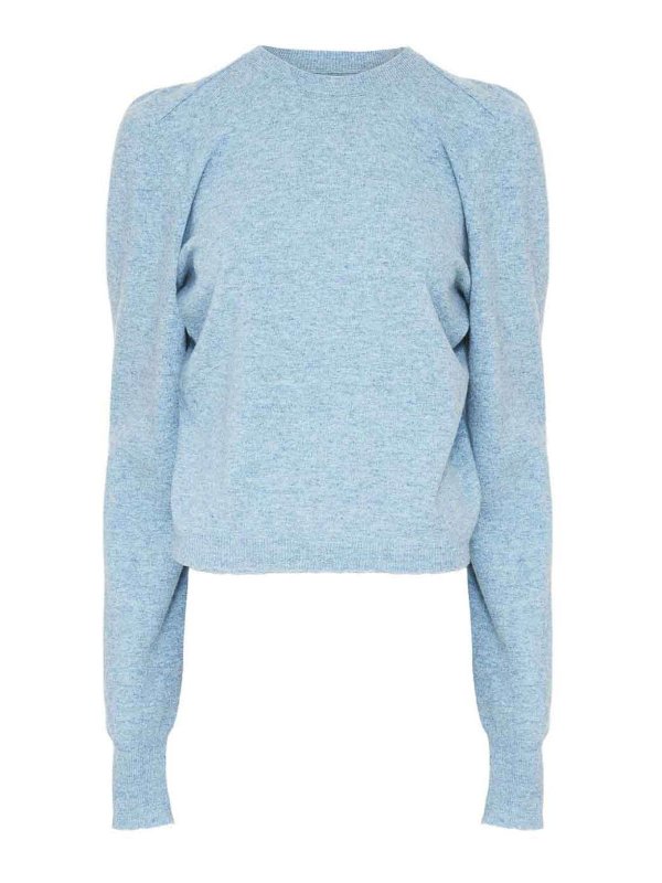 Maison Margiela: Strickpullover mit Rundhalsausschnitt - Rundhalspullover - Blau