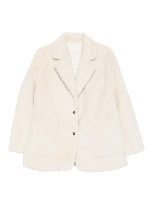 MOLLIOLLI: 毛皮＆シアリングコート - 毛皮/ムートンコート - 白