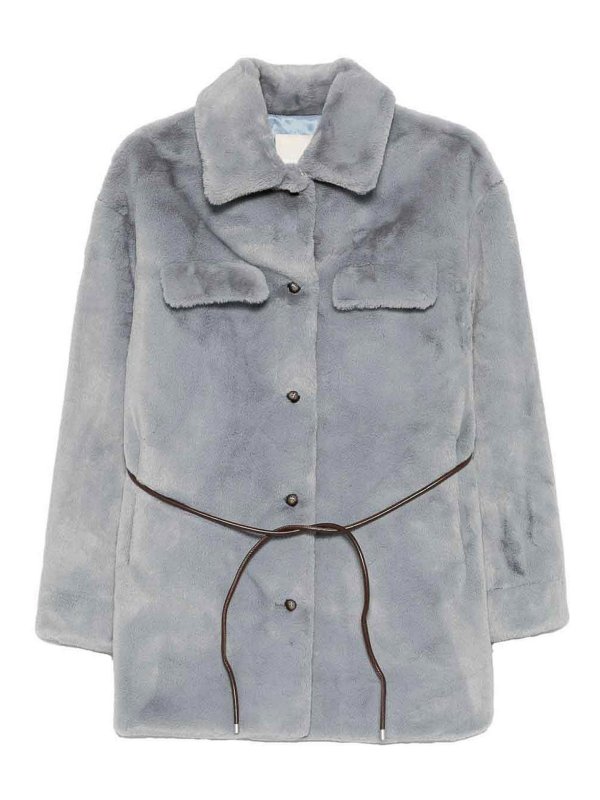 MOLLIOLLI: Abrigos de borreguito y piel  - Abrigo De Piel - Gris