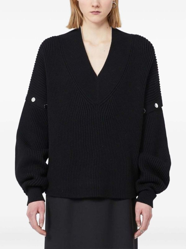 SPORTMAX: Strickpullover mit V-Ausschnitt online - V-Pullover - Schwarz