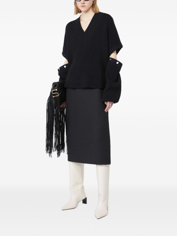 The Best Shops SPORTMAX: Strickpullover mit V-Ausschnitt - V-Pullover - Schwarz