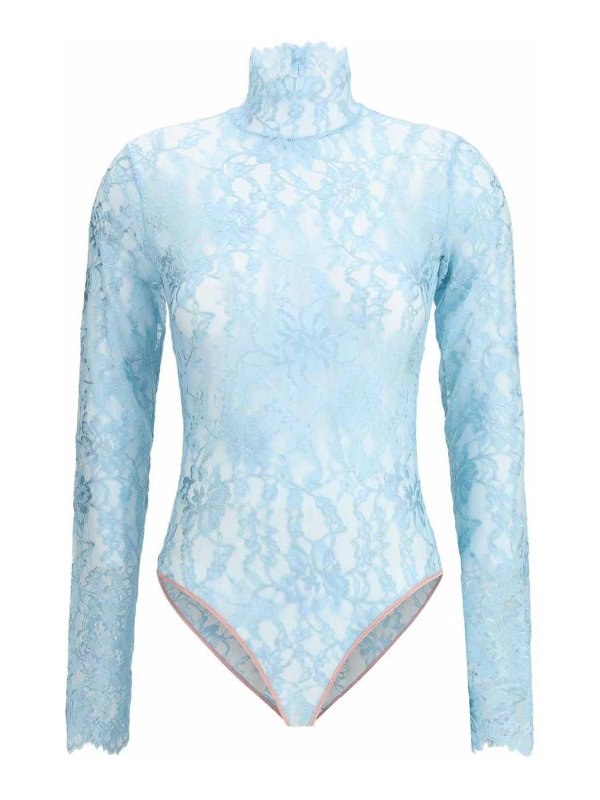 VALENTINO GARAVANI: Turtlenecks & Polo necks - Floral Lace Bodysuit