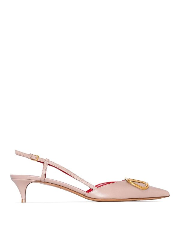 VALENTINO GARAVANI: court shoes - Vlogo Signature Leather Slingback Pumps