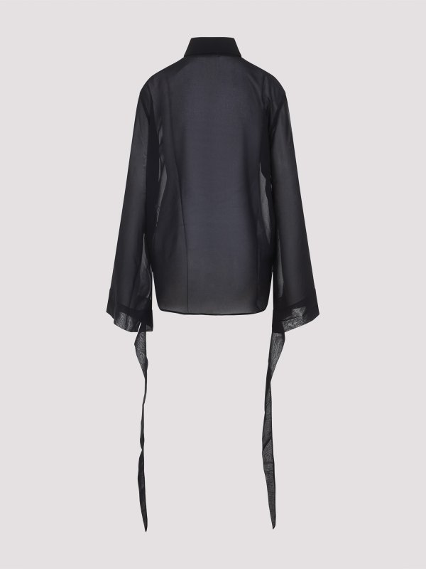 THE FRANKIE SHOP: shirts online - Verlin Sheer Chiffon Tie Cuff Shirt