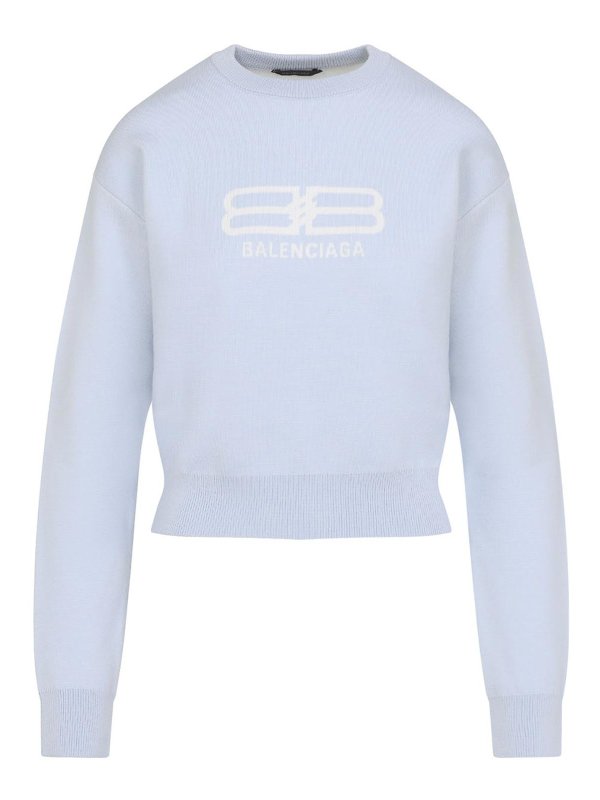 BALENCIAGA: Suéteres con cuello pico - Suéter Cuello Redondo - Azul