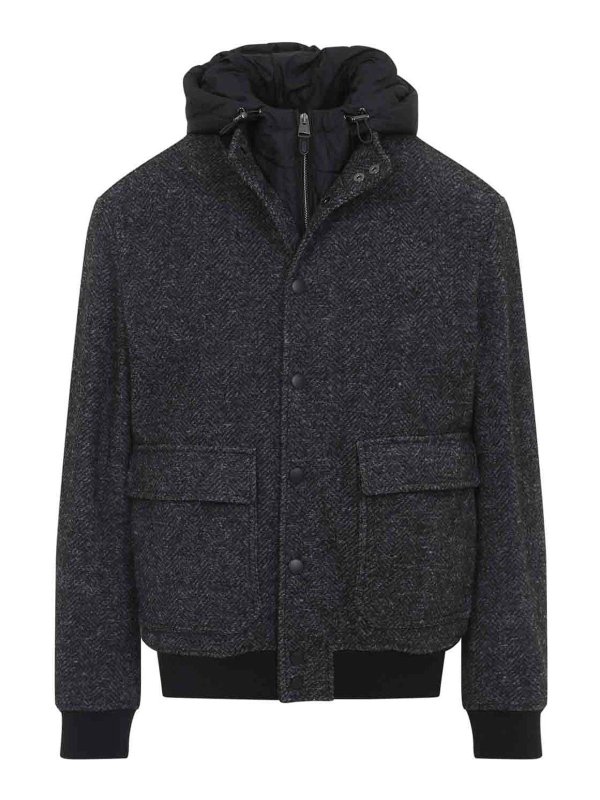 CANALI: bombers - Hoodie Bomber Jacket