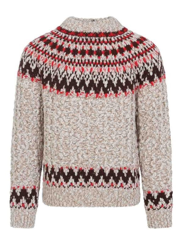 MONCLER: Strickpullover mit Rundhalsausschnitt - Rundhalspullover - Hellbeige