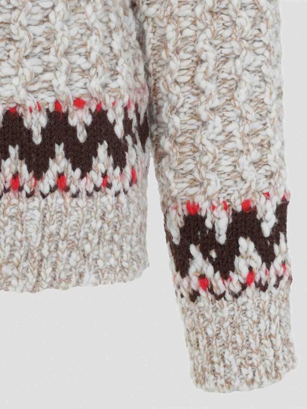The Best Shops MONCLER: Strickpullover mit Rundhalsausschnitt - Rundhalspullover - Hellbeige