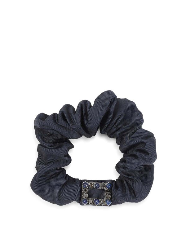 ROGER VIVIER: ヘアーアクセサリー - ストーンブルーのコットンシュシュ