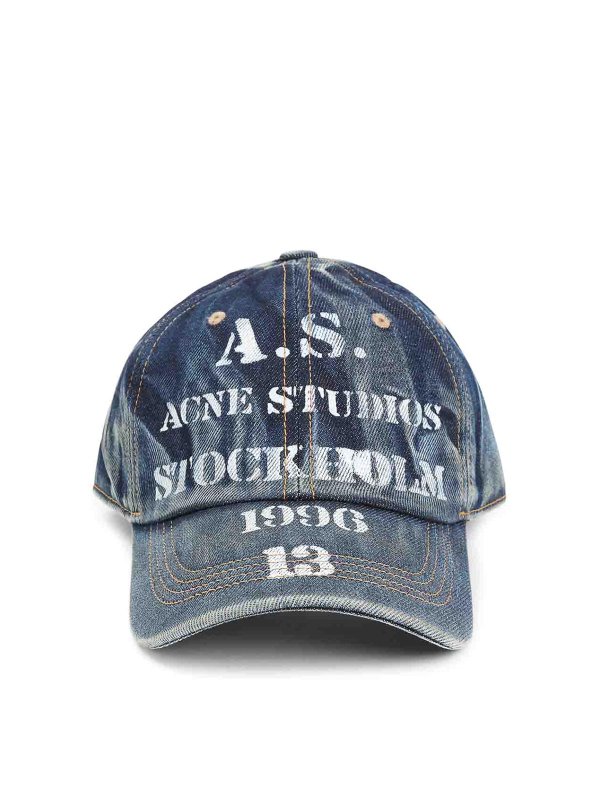 Acne Studios: 帽子＆キャッブ - 帽子 - ダークウォッシュ