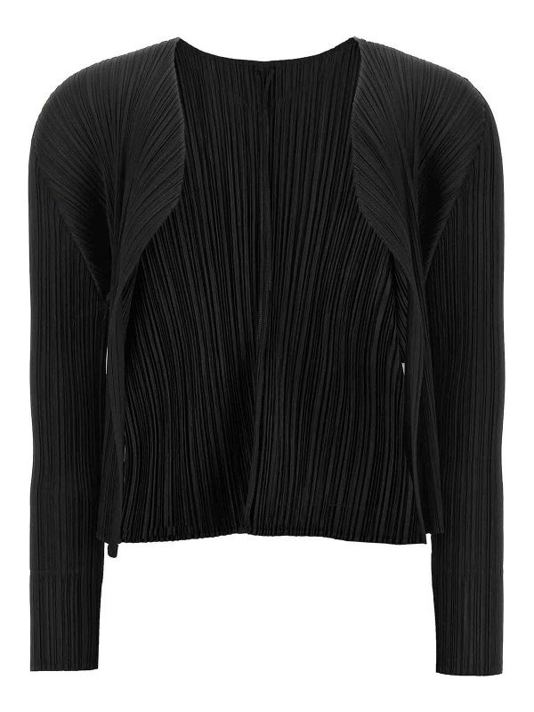 PLEATS PLEASE ISSEY MIYAKE: カーディガン - カーディガン - 黒